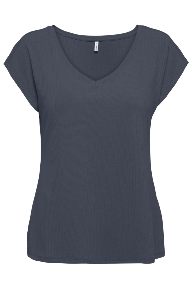 Only blauwe dames t-shirt | Vooraanzicht