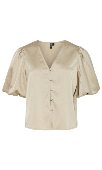 PCFAYA 2/4 V-NECK TOP D2D WVN FSY 17162525 SILVER GRAY/ SILVER STU