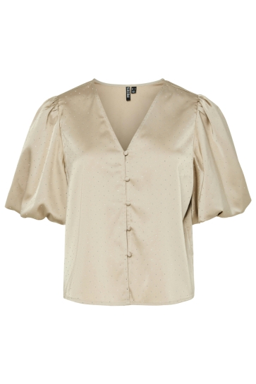Pieces Blouse PCFAYA 2/4 V-NECK TOP D2D WVN FSY 17162525 SILVER GRAY/ SILVER STU