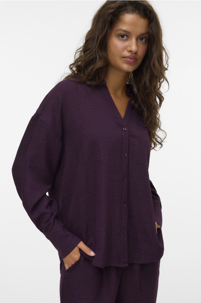 Vero Moda bordeaux dames blouse | Model vooraanzicht