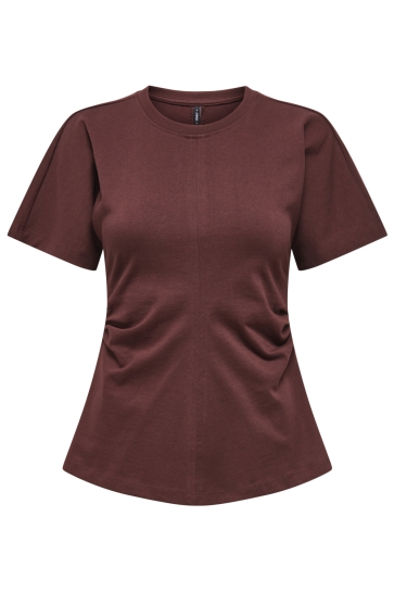 Only T-shirt ONLMARIE LIFE S/S RUCHING TOP JRS N 15365258 RUM RAISIN