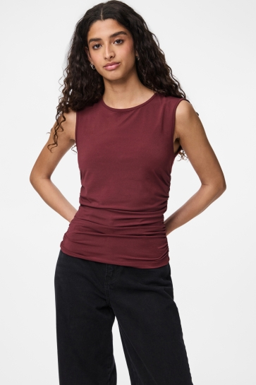 Pieces Top PCMADISON SL RUCHING TOP JRS NOOS B 17154655 TAWNY PORT