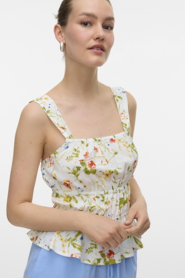 Vero Moda Top VMEASY JOY GATHERING SINGLET WVN GA 10328680 SNOW WHITE/PHOEBE