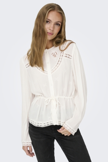 Jacqueline de Yong Blouse JDYCAMILLE L/S EMBROIDERY TOP WVN E 15372210 CLOUD DANCER