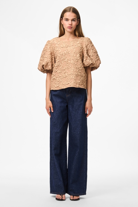 Pieces bruine dames t-shirt | Model