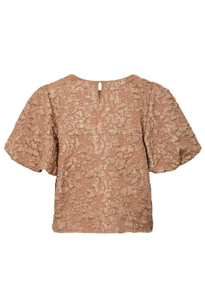 Pieces bruine dames t-shirt | Achteraanzicht