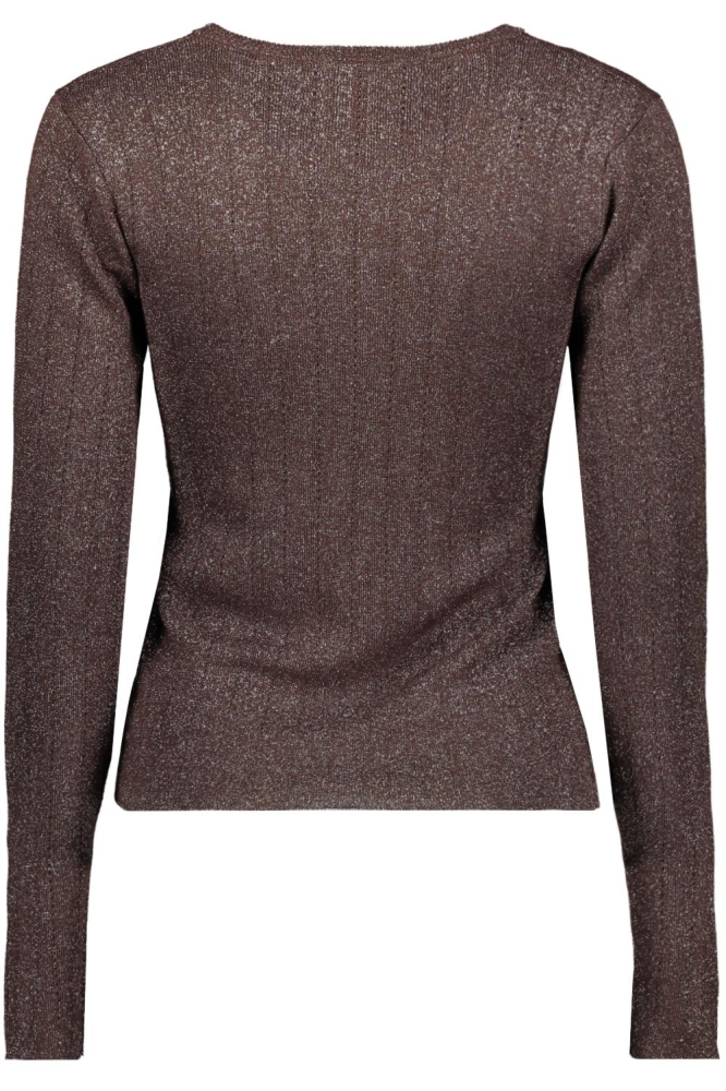 Pieces bruine dames t-shirt | Achteraanzicht