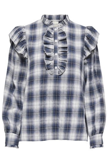 Only Blouse ONLFIGA L/S FLOUNCE TOP WVN 15365998 CLOUD DANCER/NIGHT SKY