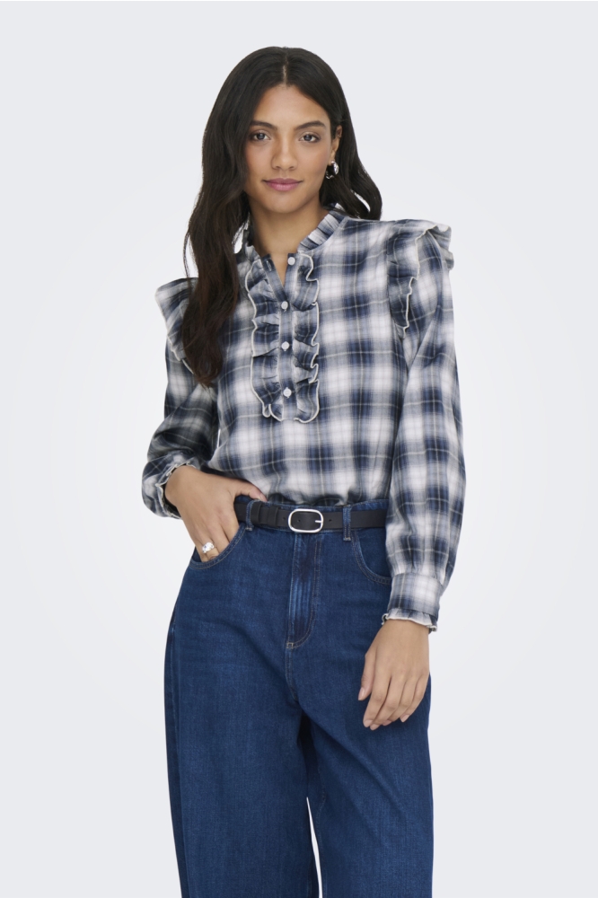 Only beige dames blouse | Model vooraanzicht