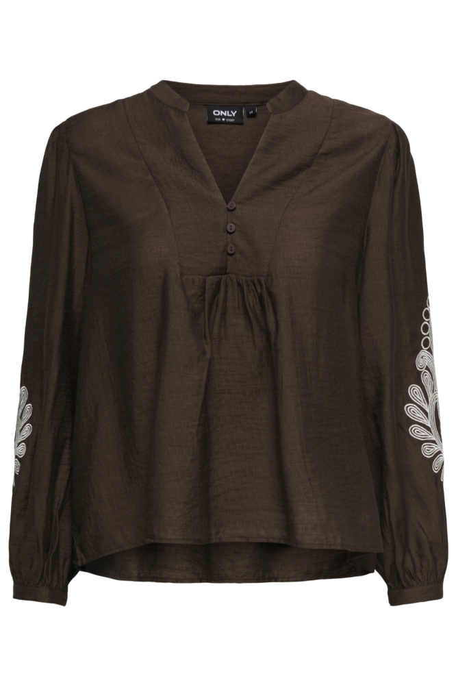 Only bruine dames blouse | Vooraanzicht