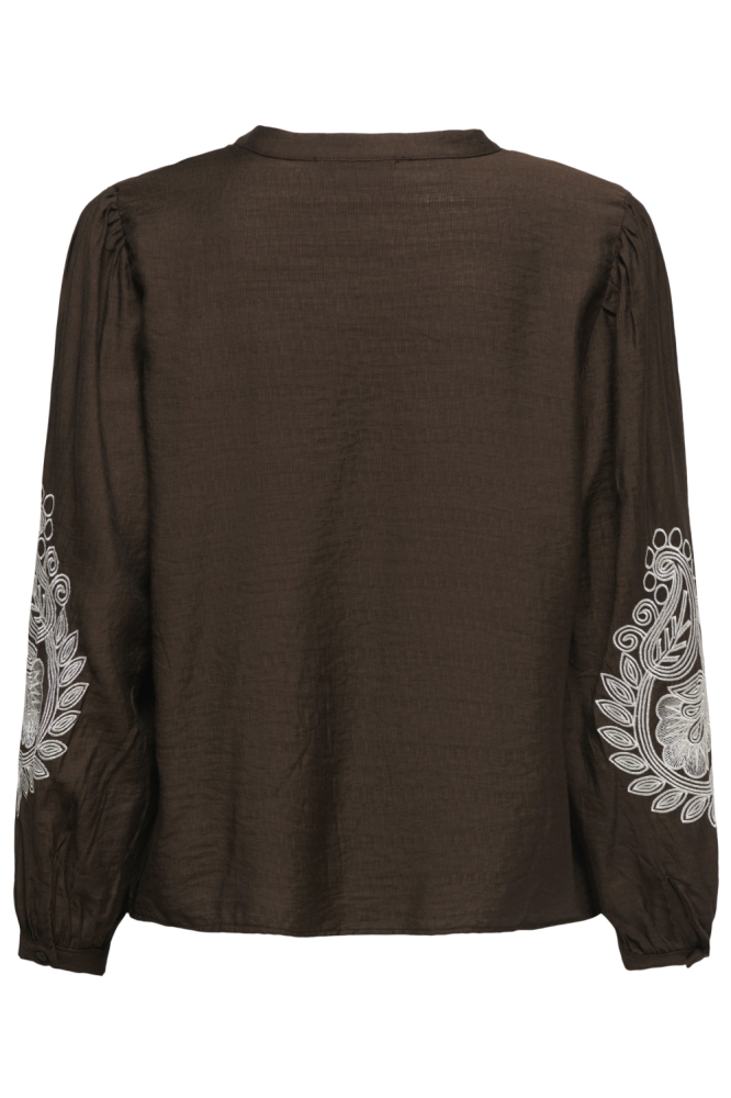 Only bruine dames blouse | Achteraanzicht