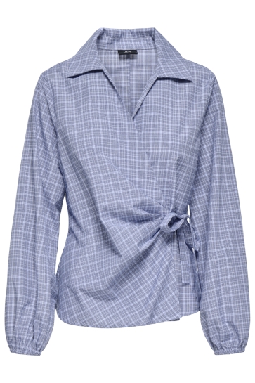 Jacqueline de Yong Blouse JDYRIKA L/S TIE KNOT SHIRT WVN 15360636 FOREVER BLUE/WHITE AND BLACK