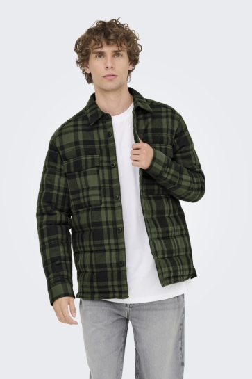 Only & Sons Overhemd ONSGUDMUND CHECK SHACKET 22035332 FOREST NIGHT