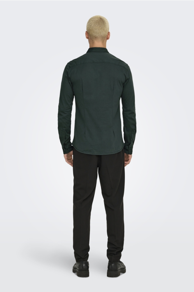 Only & Sons groene heren overhemd | Model achteraanzicht