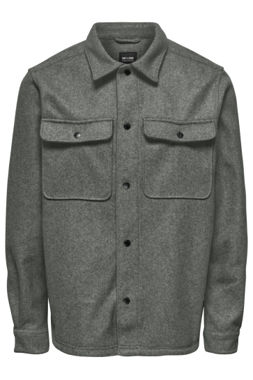 Only & Sons Overhemd ONSASH OVR WOOLEN LOOK PKT LS SHIRT 22023564 Castor Gray/MELANGE