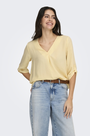 Jacqueline de Yong T-shirt JDYDIVYA LIFE 3/4 TOP WVN NOOS 15226911 PASTEL YELLOW
