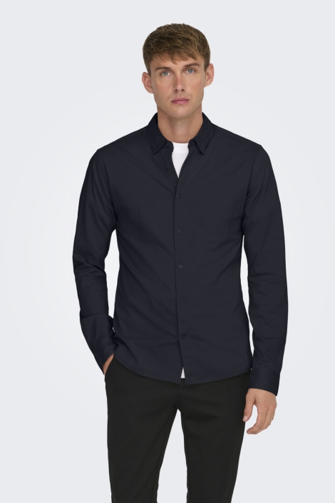 Only & Sons blauwe heren overhemd | Model vooraanzicht