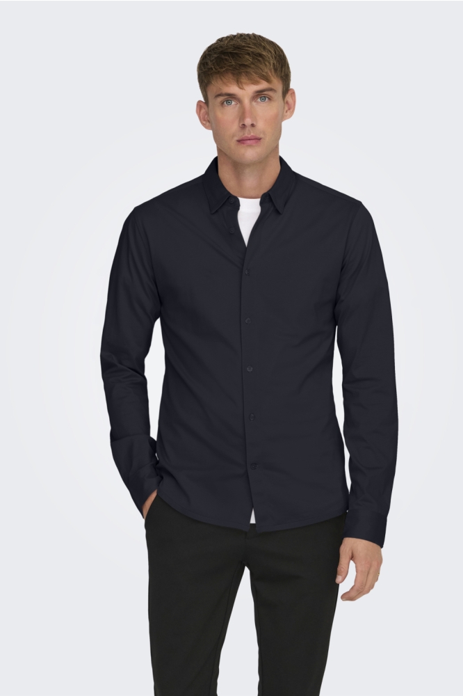 Only & Sons blauwe heren overhemd | Model vooraanzicht