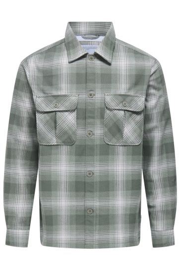 Only & Sons ONSCEDRIC LIFE CHECK OVERSHIRT NOOS 22030843 Castor Gray