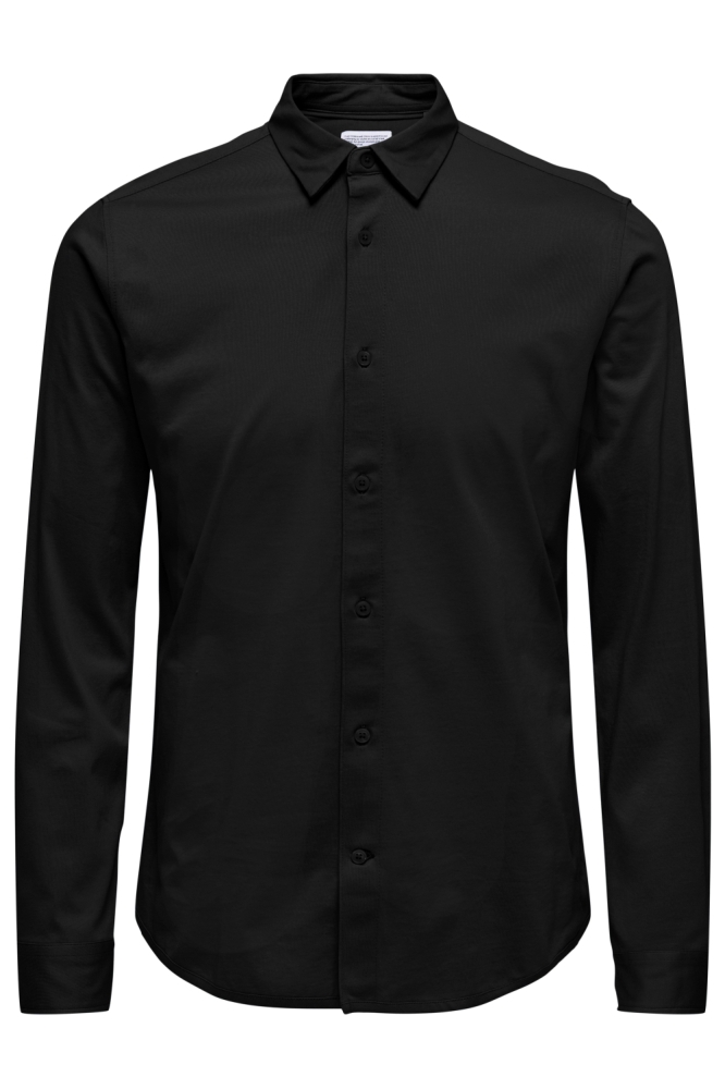 Only & Sons zwarte heren overhemd | Vooraanzicht