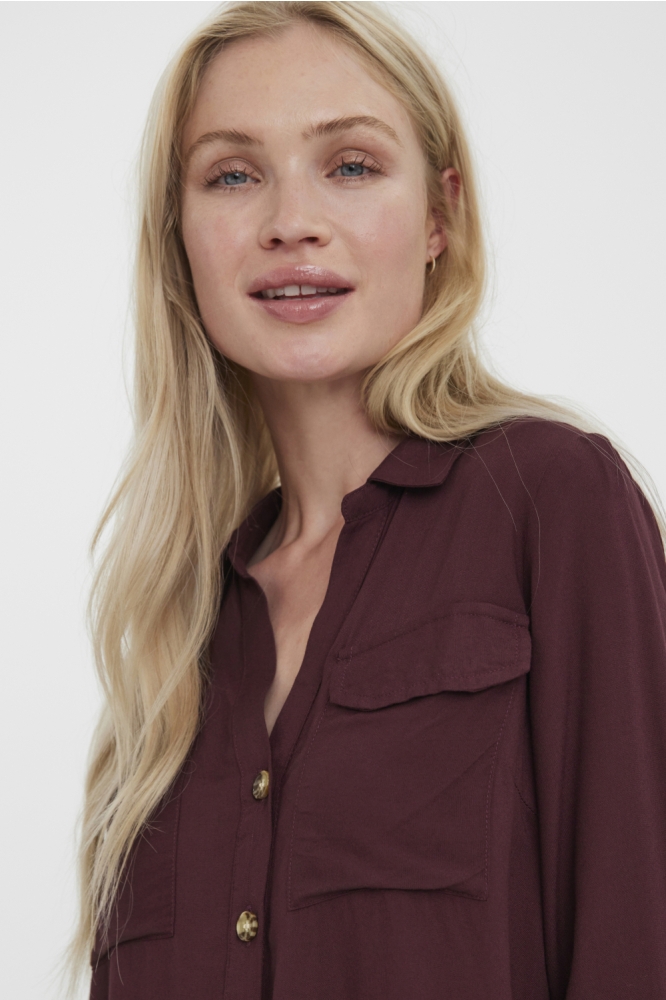 Vero Moda bordeaux dames blouse | Model vooraanzicht