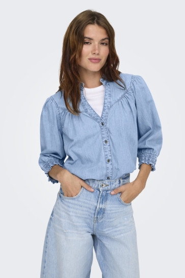 Only ONLRAYA 3/4 SHIRT DNM AKM NOOS 15357327 Light Blue Denim