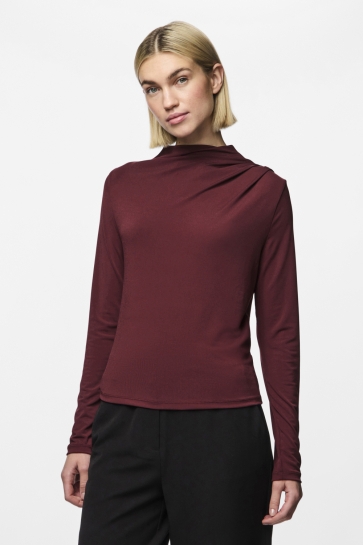 Pieces PCMADISON LS DRAPED TOP JRS NOOS BC 17153519 TAWNY PORT