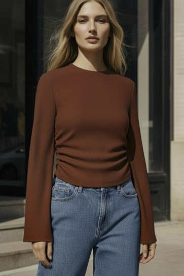 Hypedrop T-shirt HDMICHELLE WIDE SLEEVE TOP 32000039 BRUNETTE