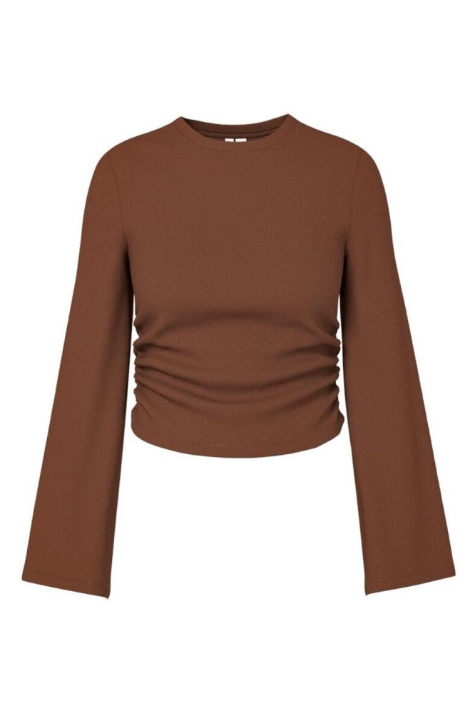 Hype Drop bruine dames t-shirt | Vooraanzicht