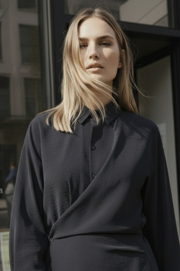 Hype Drop HDMAYA ASYMMETRIC LS SHIRT 32000031 BLACK