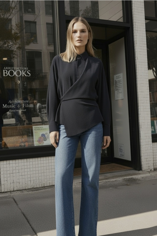 Hype Drop zwarte dames blouse | Model