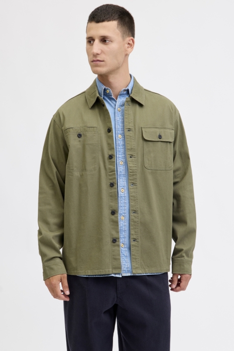 Jack & Jones groene heren overhemd | Model vooraanzicht