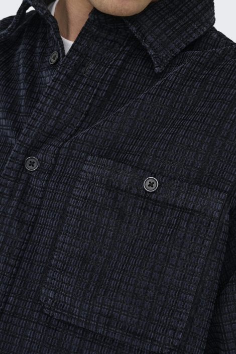 Only & Sons zwarte heren overhemd | Close up