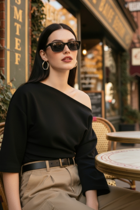 Hypedrop zwarte dames t-shirt | Sfeerbeeld, In situatie