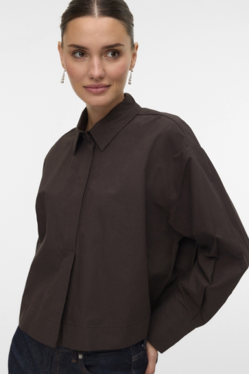 Vero Moda Blouse VMJULIET LS SHORT SHIRT WVN VIP 10342920 CHOCOLATE TORTE