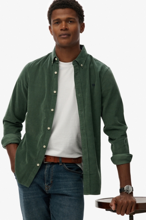 Superdry groene heren overhemd | Model vooraanzicht