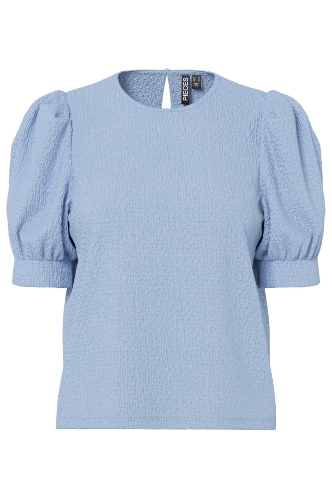 Pieces blauwe dames t-shirt | Vooraanzicht