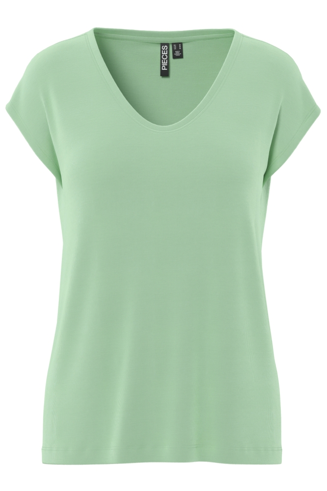Pieces groene dames t-shirt | Vooraanzicht