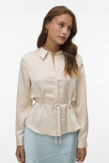 Vero Moda Blouse VMINDYA L/S SHIRT WVN BTQ GA 10338344 BIRCH