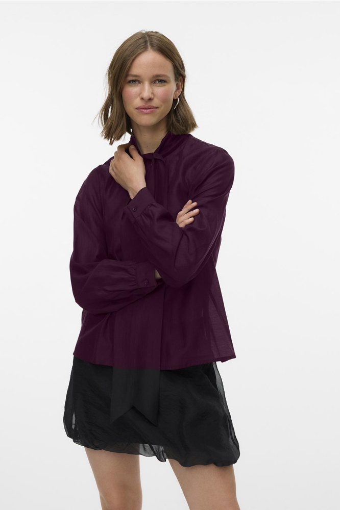 Vero Moda bordeaux dames blouse | Model vooraanzicht