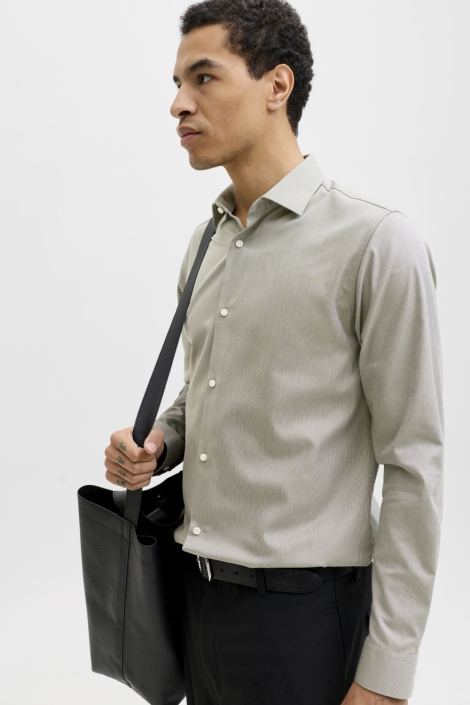 Jack & Jones groene heren overhemd | Model zijaanzicht
