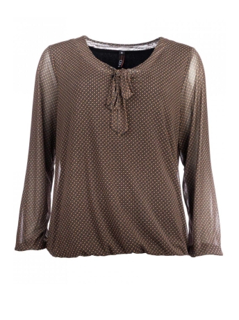 NED Blouse DINA D LS DOTS MESH 22W2 NC042 02 LEATHER BROWN 623