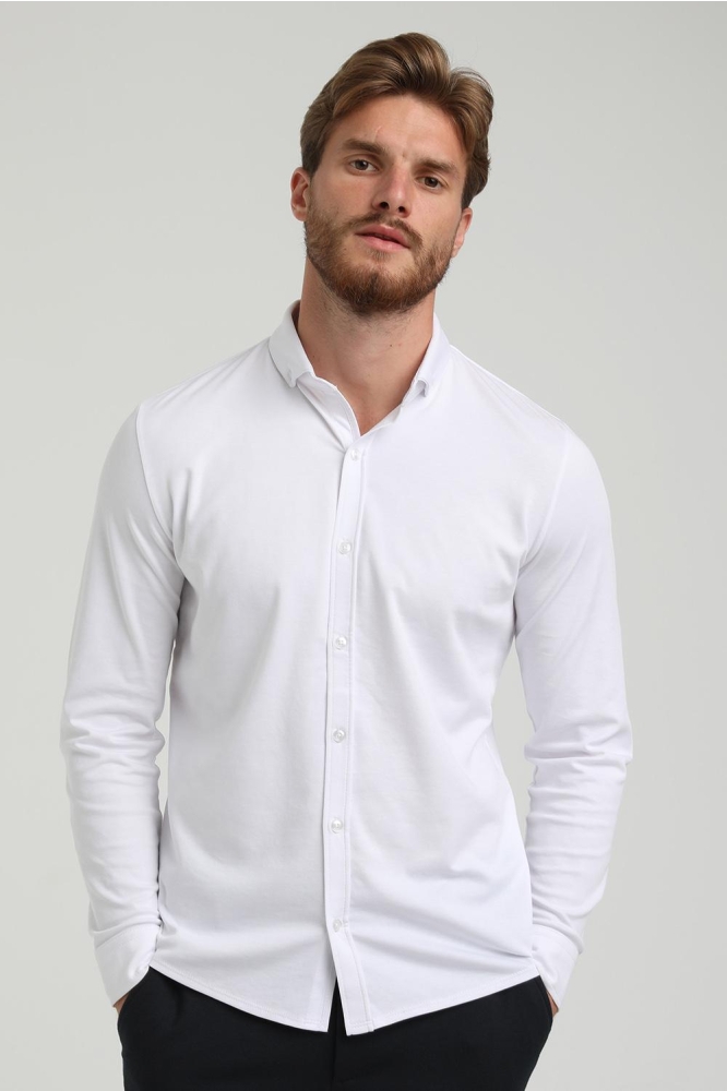 Gabbiano witte heren overhemd | Model vooraanzicht