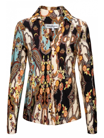 AndCo Woman Blouse VAYEN PAISLEY BL237 70950 MIB Misty Blue