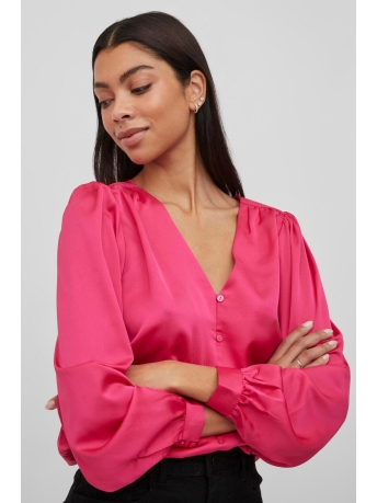 Vila Blouse VIELLETTE V-NECK L/S SHIRT/SU - NOO 14074530 PINK YARROW