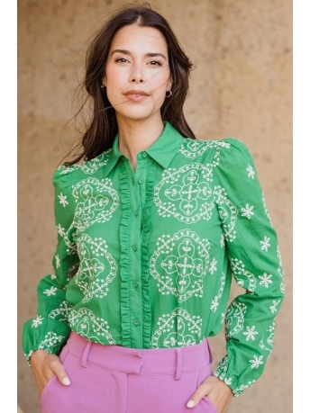 Femme9 Blouse LINDE BLOUSE WITH RUFFLE GREEN