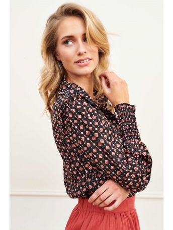 Lofty Manner Blouse BLOUSE ZURI 622 ikat black