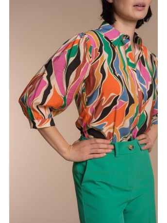 Geisha Blouse BLOUSE GRAFISCHE VLEKKENDESSIN 33193 20 Off-white/Coral combi