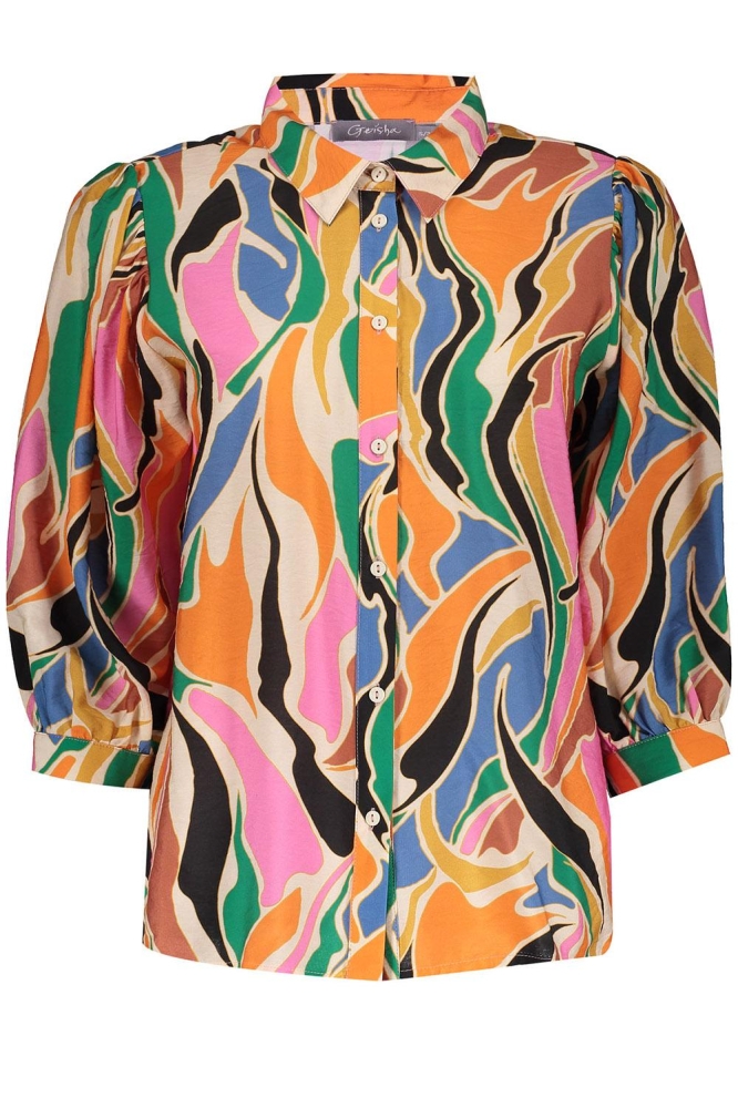 BLOUSE GRAFISCHE VLEKKENDESSIN 33193 20 Off-white/Coral combi