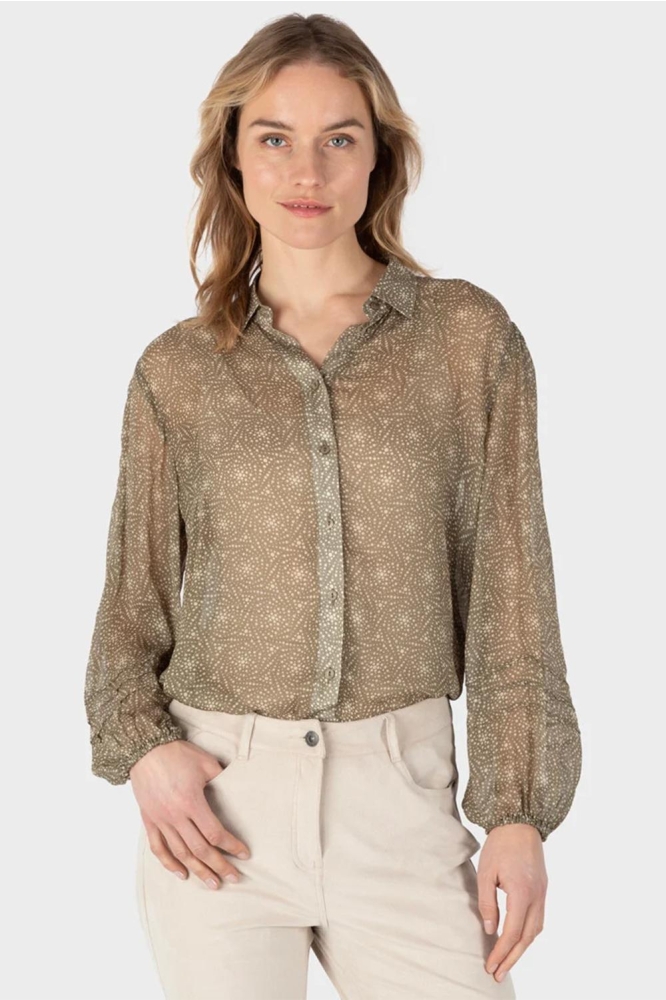 TRANSPARANTE BLOUSE MET STIPPEN PRINT 22002041 52836